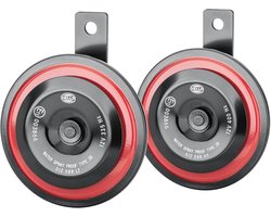 Universele Claxon Set 12V 115dB - Lage Toon - Rood/Zwart - ECE Goedgekeurd