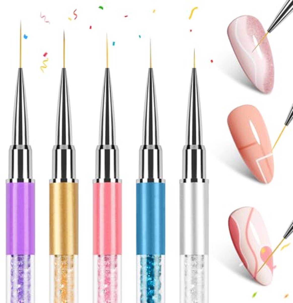 Nagelkunststift Set - 5 Kleuren Nagellak - Geschikt voor DIY Nail Art