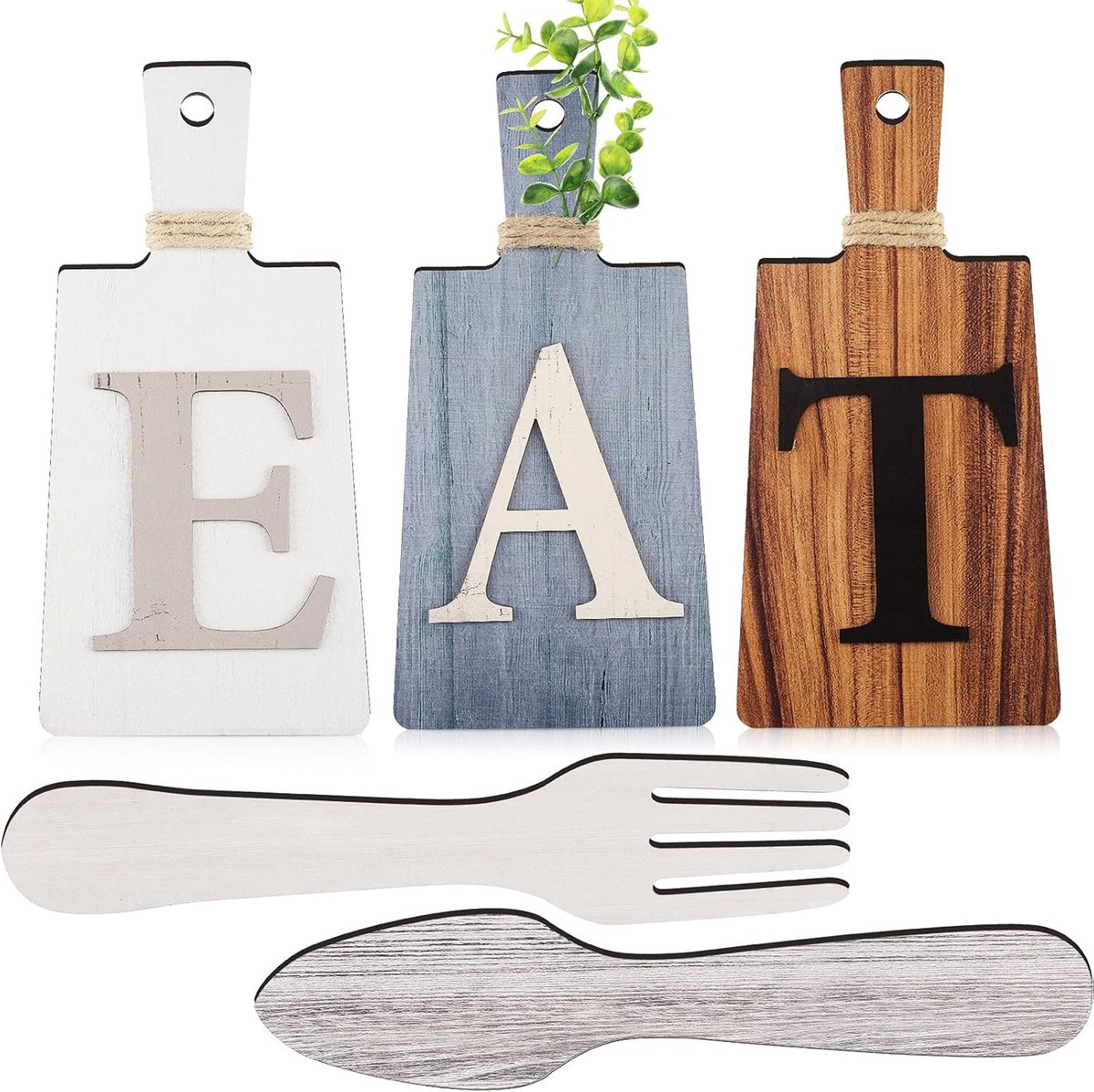 Snijplank en Eetset Wanddecoratie voor Rustieke Keuken en Eetkamer
