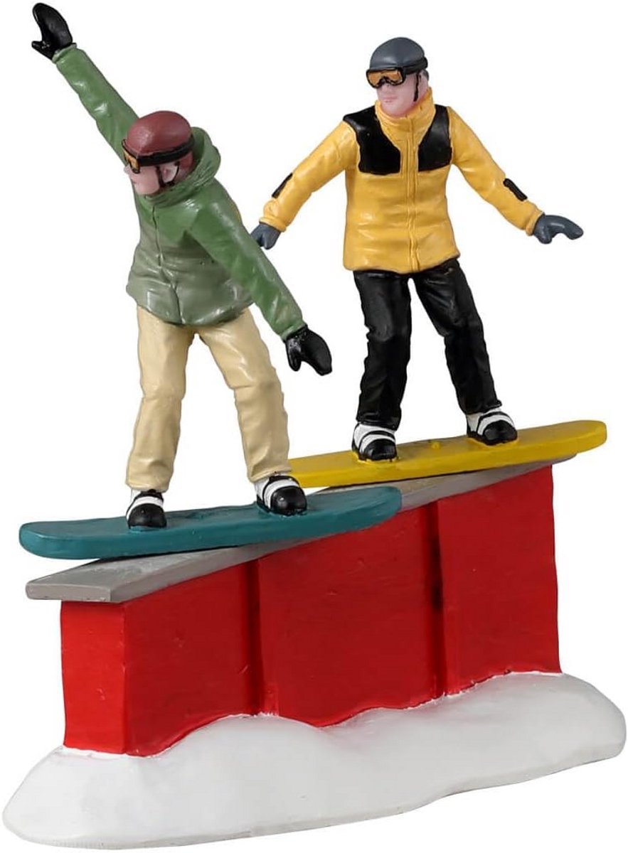 Figuur Snowboarder op Sneeuw voor Kerstdorp, Hars Winterdecoratie