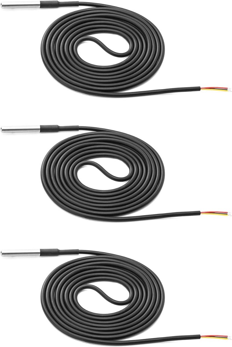 3-delige RVS Temperatuurvoelers Set met 2 Meter Kabel (-55°C tot +125°C)