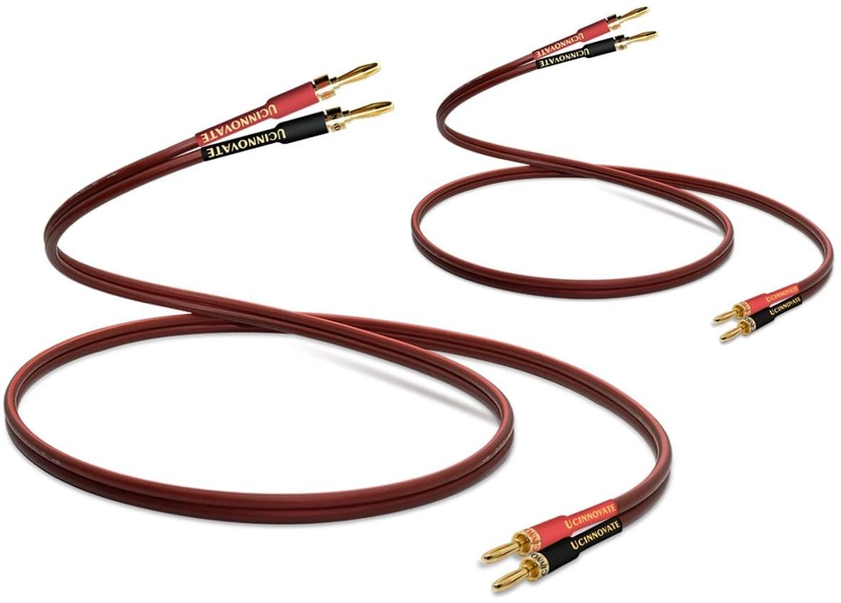 2-Pack 3m OFC Luidsprekerkabel met Vergulde Banaanstekkers voor Hifi & Thuisbioscoop