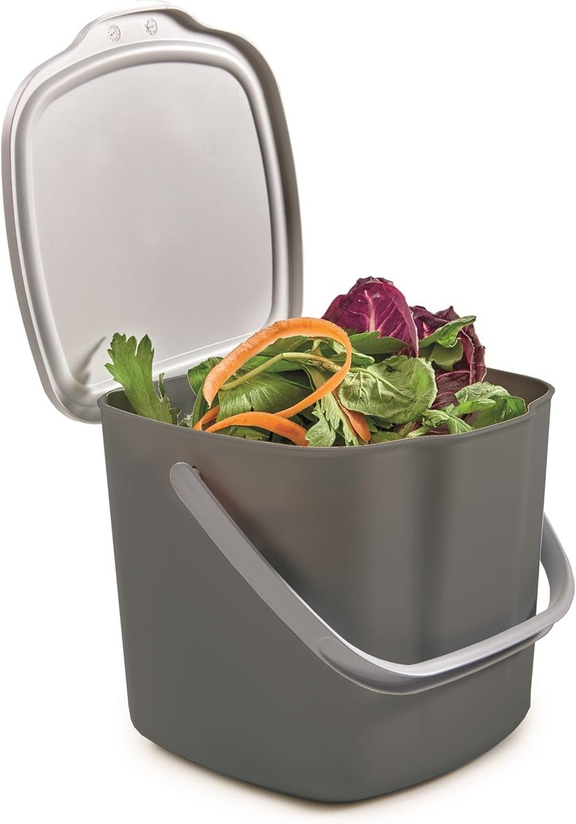 Keukenprullenbak 3L met Deksel en Ophanghaak voor Compost en Afval