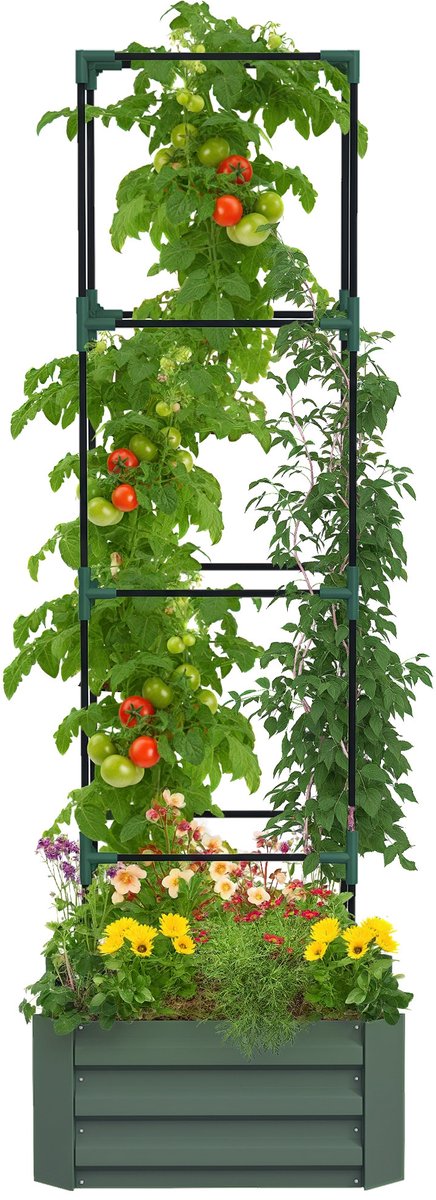 Outsunny Multifunctioneel Tuinbed - Gegalvaniseerd Staal - 61x61x187cm - Groen