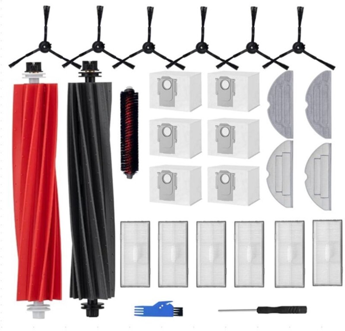 Accessoirekit Geschikt voor Roborock S8 Pro Ultra robotstofzuiger: vervangingsonderdelen, 6 stofzakken, 6 filters, 6 zijborstels, 4 dweilpads, 1 reinigingsborstel (2 beoordelingen)