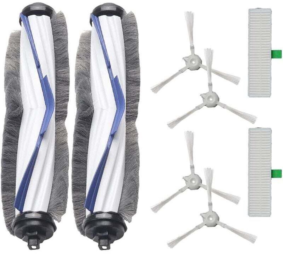 Set van 8 zijborstels Geschikt voor de Explorer 60 RR7427 RR7447 robotstofzuiger, 2 rolborstels en 2 filters.