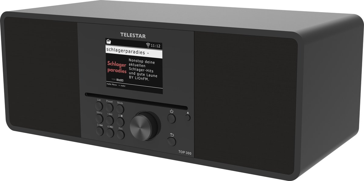 Telestar TOP 300 Schwarz Internetradio met CD-speler Internet, DAB+, VHF (FM) USB, WiFi, Internetradio, DAB+, CD, Bluet