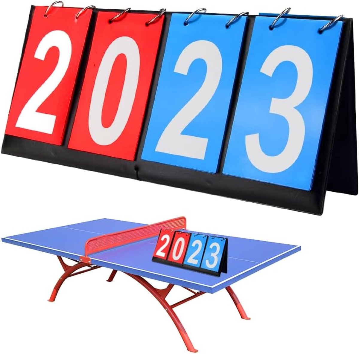 Scorebord - Draagbaar scorebord met 4 cijfers - Opklapbaar sportscorebord - Waterdicht - Multifunctionele indicator - Geschikt voor basketbal, voetbal, volleybal, honkbal, zwemmen en andere sporten - Kan binnen en buiten worden gebruikt.