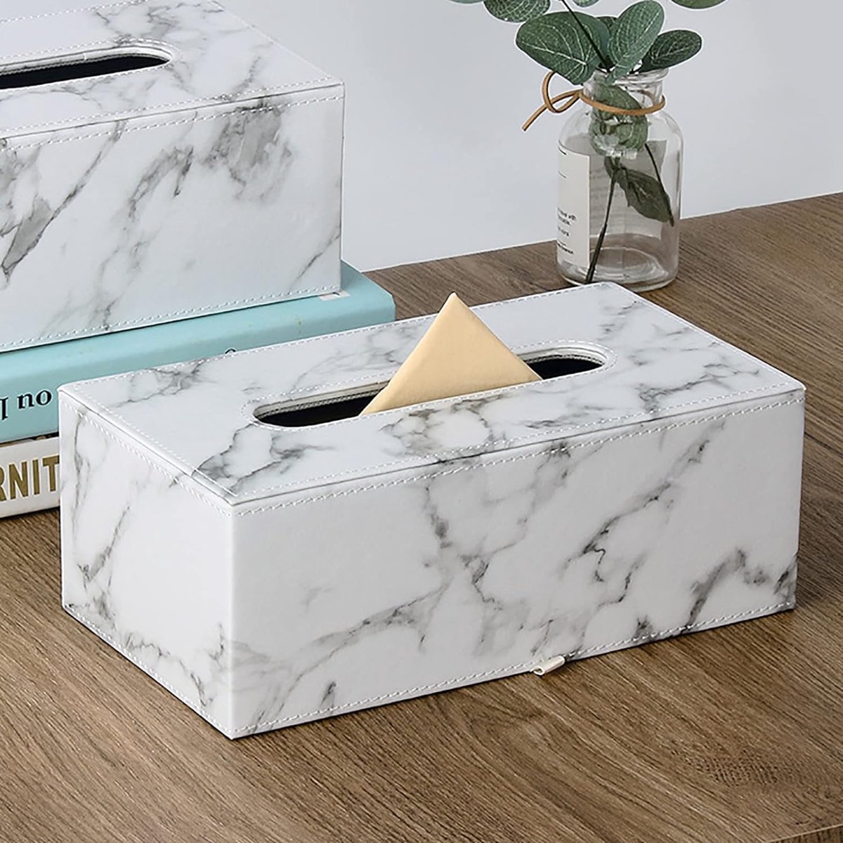 Oneay Rechthoekige tissuebox met marmerpatroon, een creatieve tissuebox voor de woonkamer, geschikt voor thuis, restaurants en hotels.