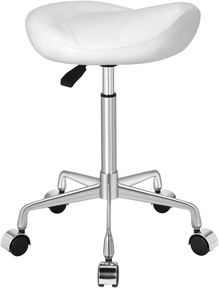 Ergonomische Zadelkruk met Wielen - Hydraulisch Verstelbaar voor Kantoor, Salon of Keuken