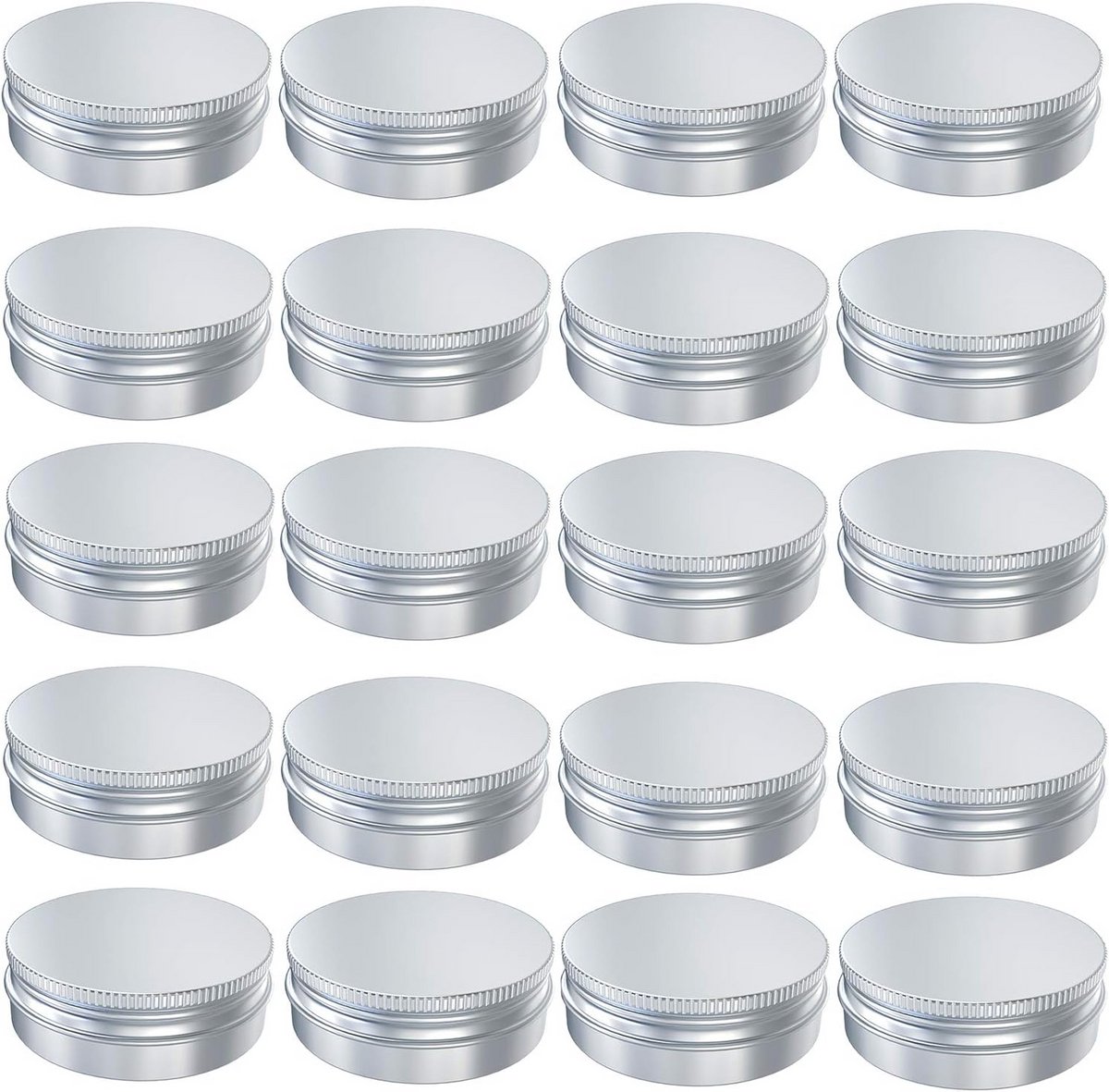 20 Stuks Aluminium Pillenpotjes Navulbaar 60 ml Zilver met Schroefdeksel