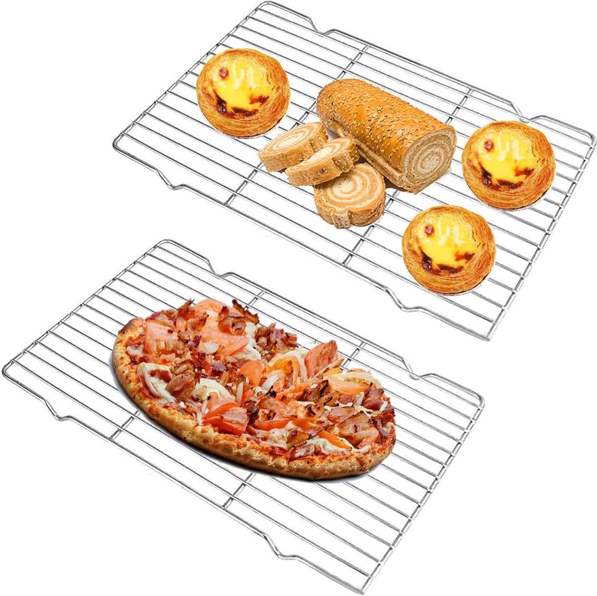 Set van 2 Draad Koelrekken voor Bakken, Grillen en Braden - Rechthoekig