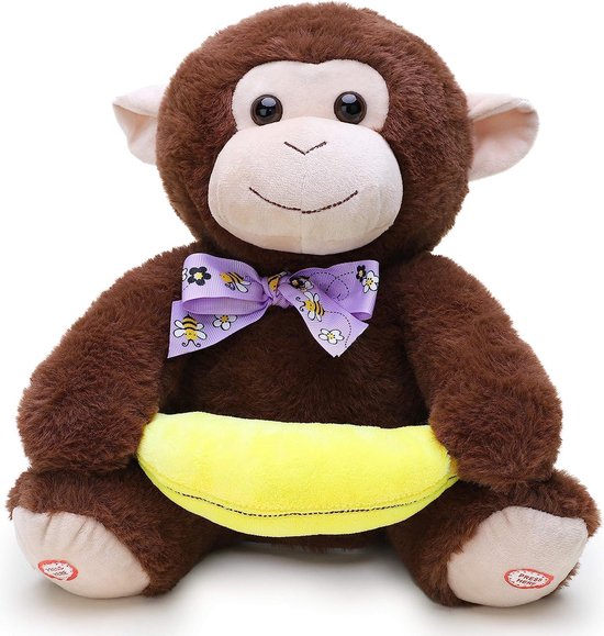 Geanimeerde Kiekeboe Aap Pluche Knuffel met Zingende Functie en ...