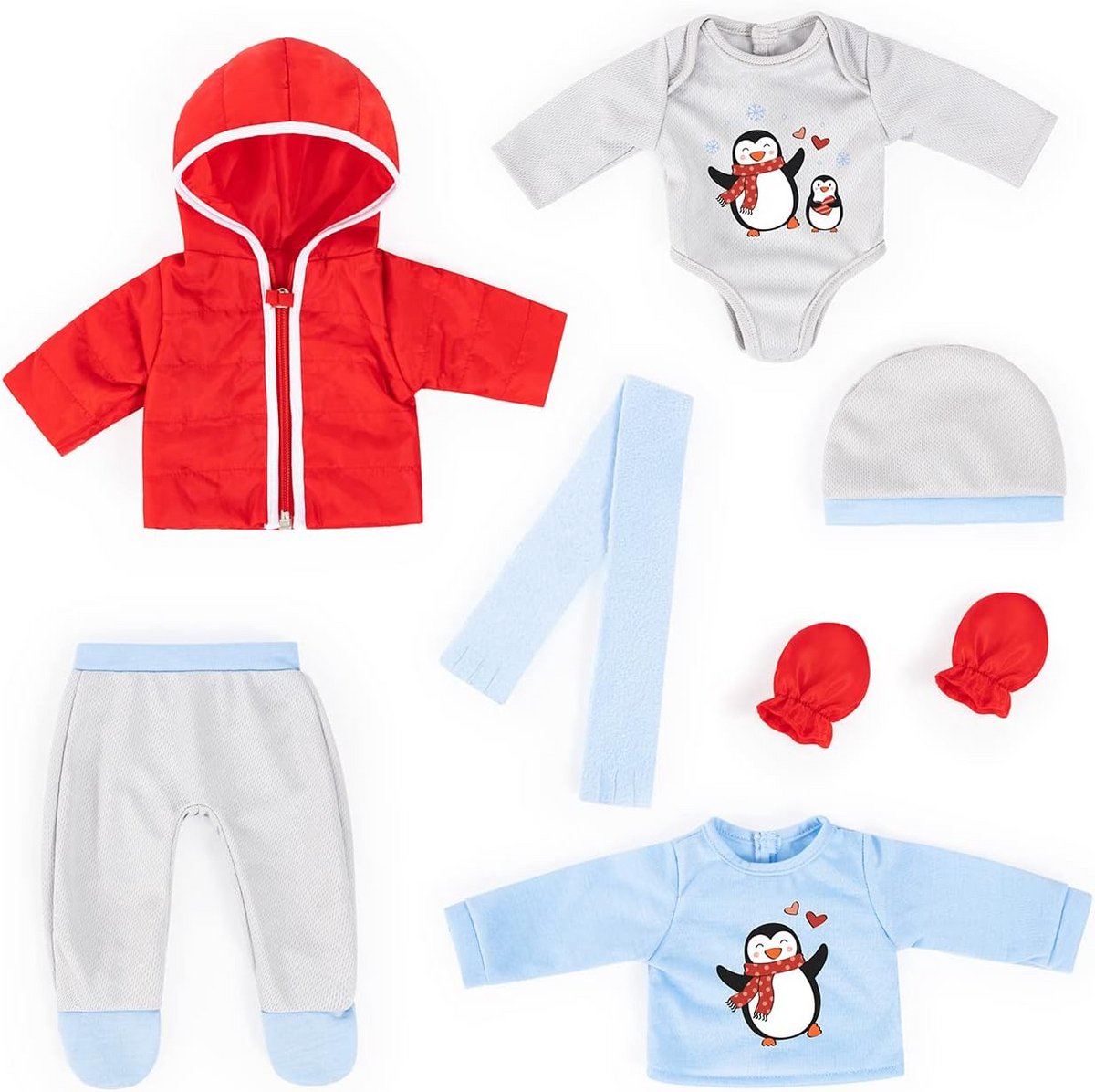 Multidelig poppenkleding set voor poppen tot 42 cm