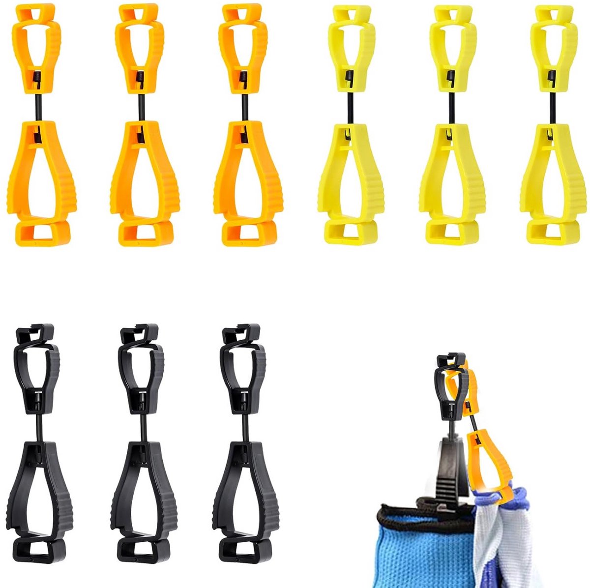 Set van 9 Sterke Clip Houders voor Werkhandschoenen en Overige Materialen
