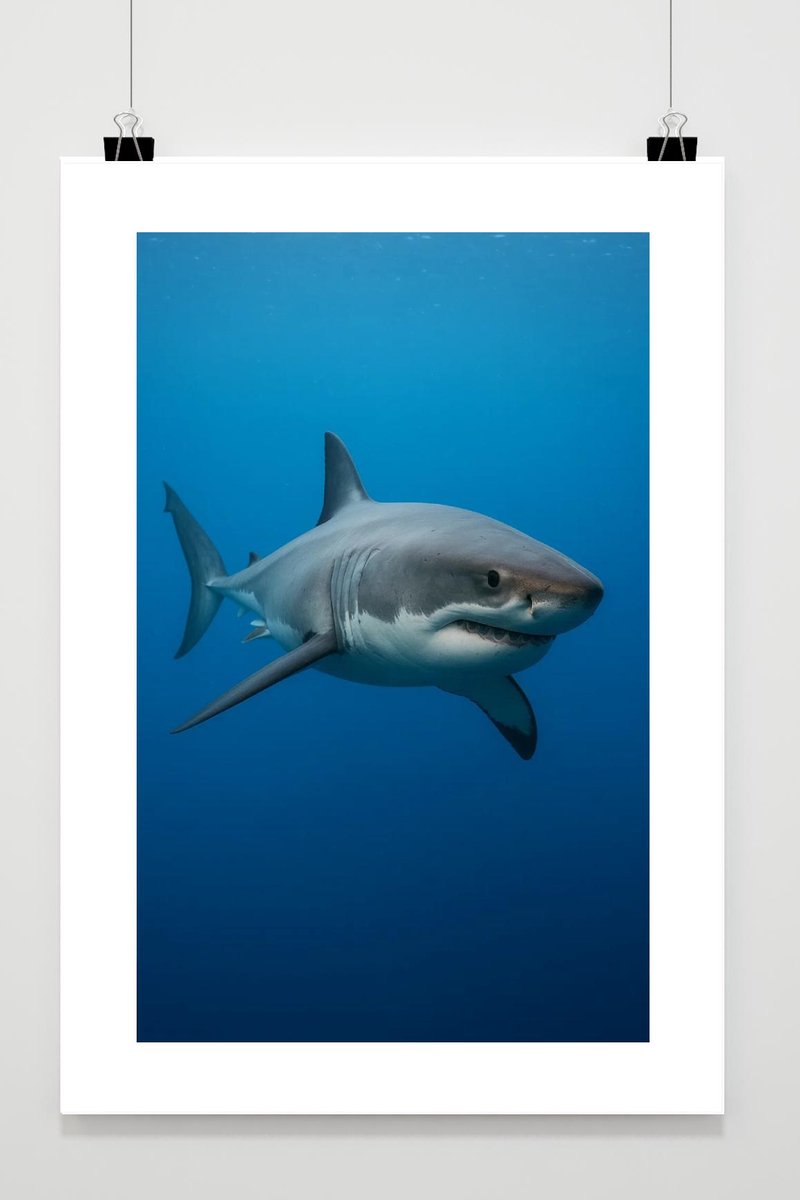 Haai Poster - Dieren Posters - Fotografie - Onderwaterleven - Oceaan - Zee - Met Witte Ran