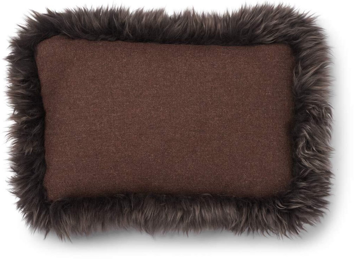 Sheepskin House Wollen Kussen - LW rand - 34x52 cm Brown/Walnut