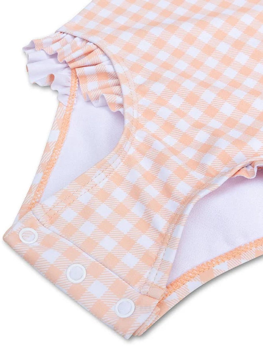 Swim Essentials UV Badpak Meisjes Met Lange Mouwen - Oranje/Wit - Sunset Grid — afbeelding 6