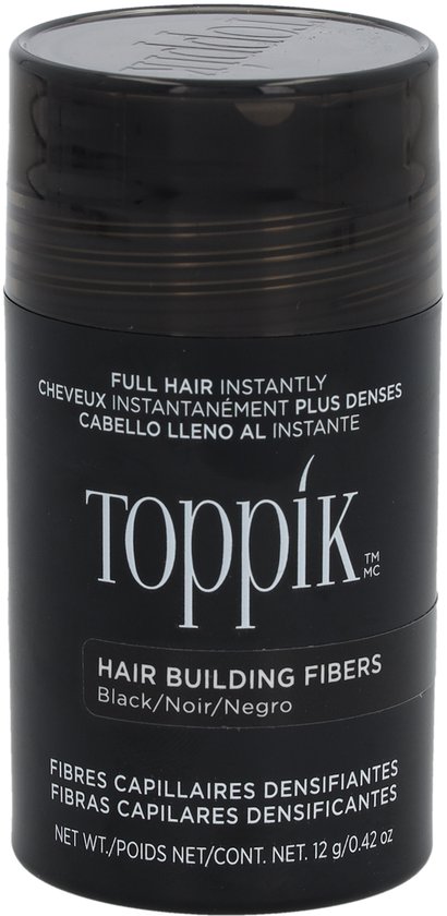 Toppik Hair Building Fibers Zwart - 12 gram - Cosmetische Haarverdikker - Verbergt haaruitval - Direct voller haar