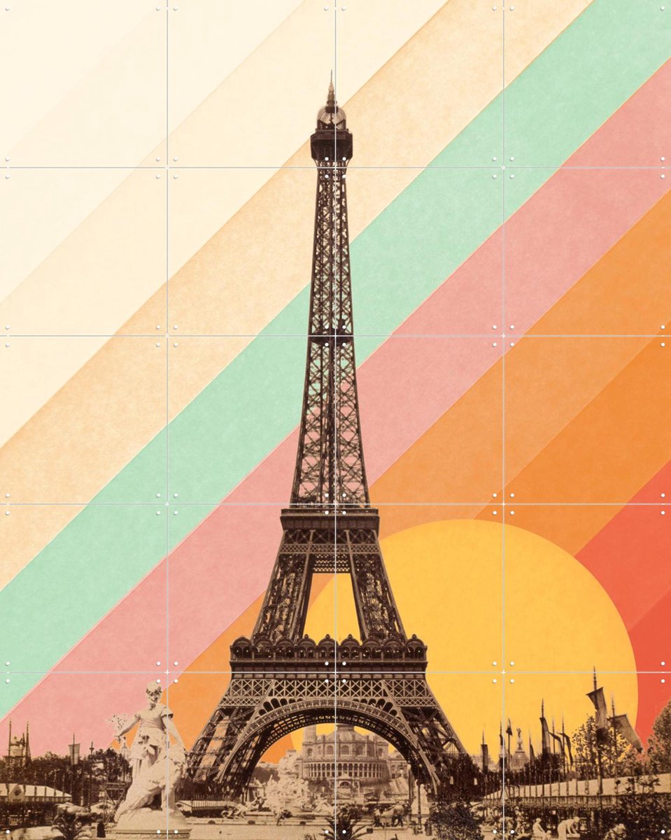 IXXI Rainbow, Florent Bodart - 80 x 100 cm - Gratis ophangtool - Grote wanddecoratie en posters - Vintage, Pop art, Illustraties, Kleurrijk, Collage