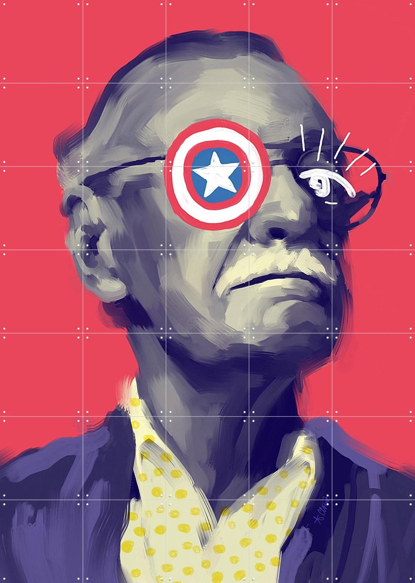IXXI Stan Lee, Pop-art by Tadej - 100 x 140 cm - Gratis ophangtool - Grote wanddecoratie en posters - Kleurrijk, Pop art, Illustraties, Digitale