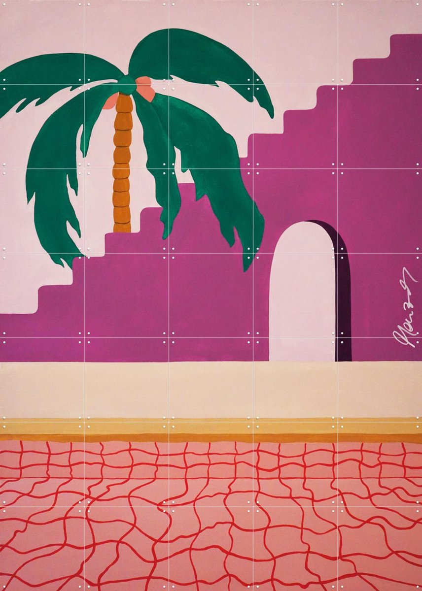 IXXI Plants by the Pool No.3, Palmartprints - 100 x 140 cm - Gratis ophangtool - Grote wanddecoratie en posters - Abstract, Geometrische Kunst