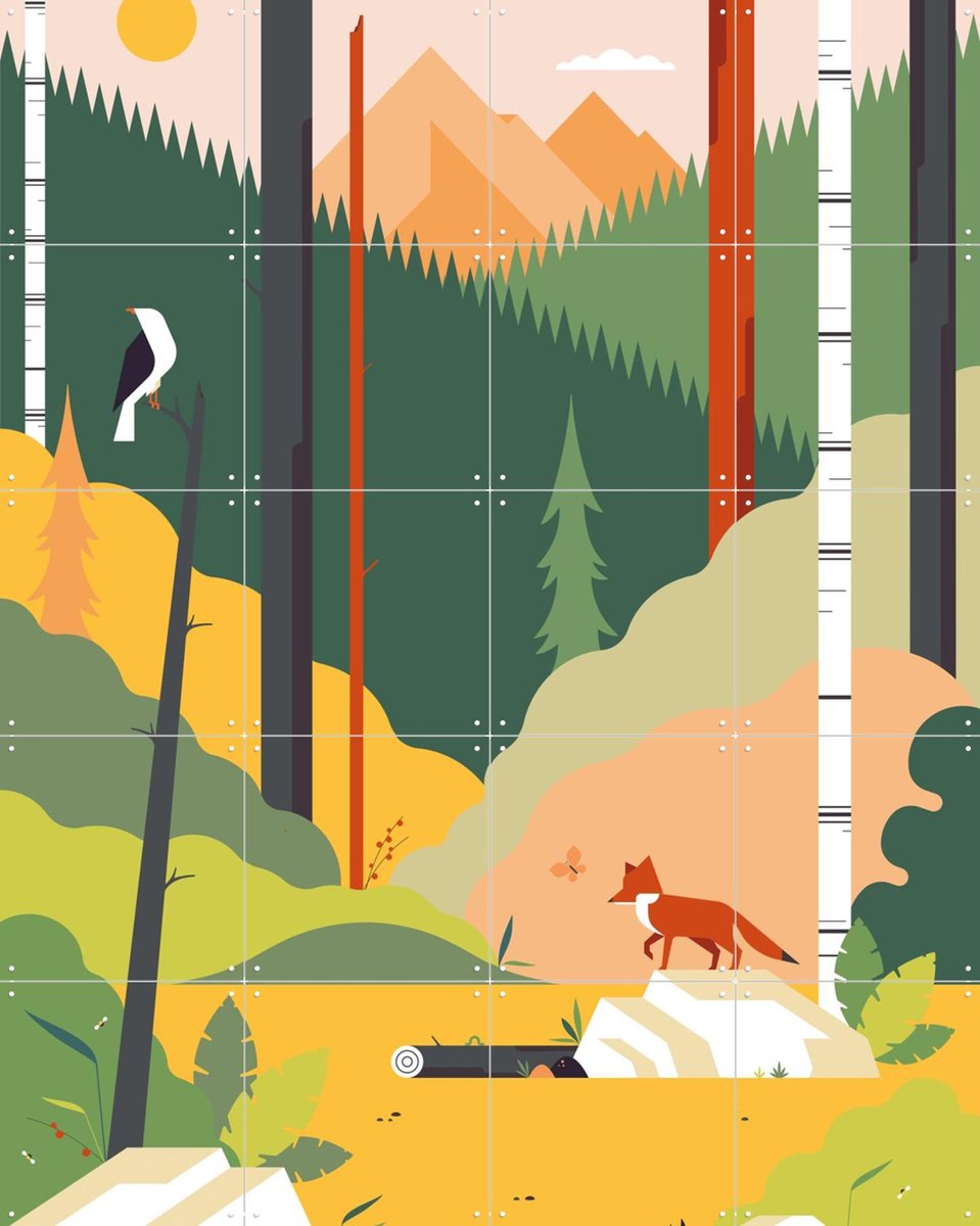 IXXI And into the Forest I go, Studio Kars + Boom - 80 x 100 cm - Gratis ophangtool - Grote wanddecoratie en posters - Geometrische Kunst