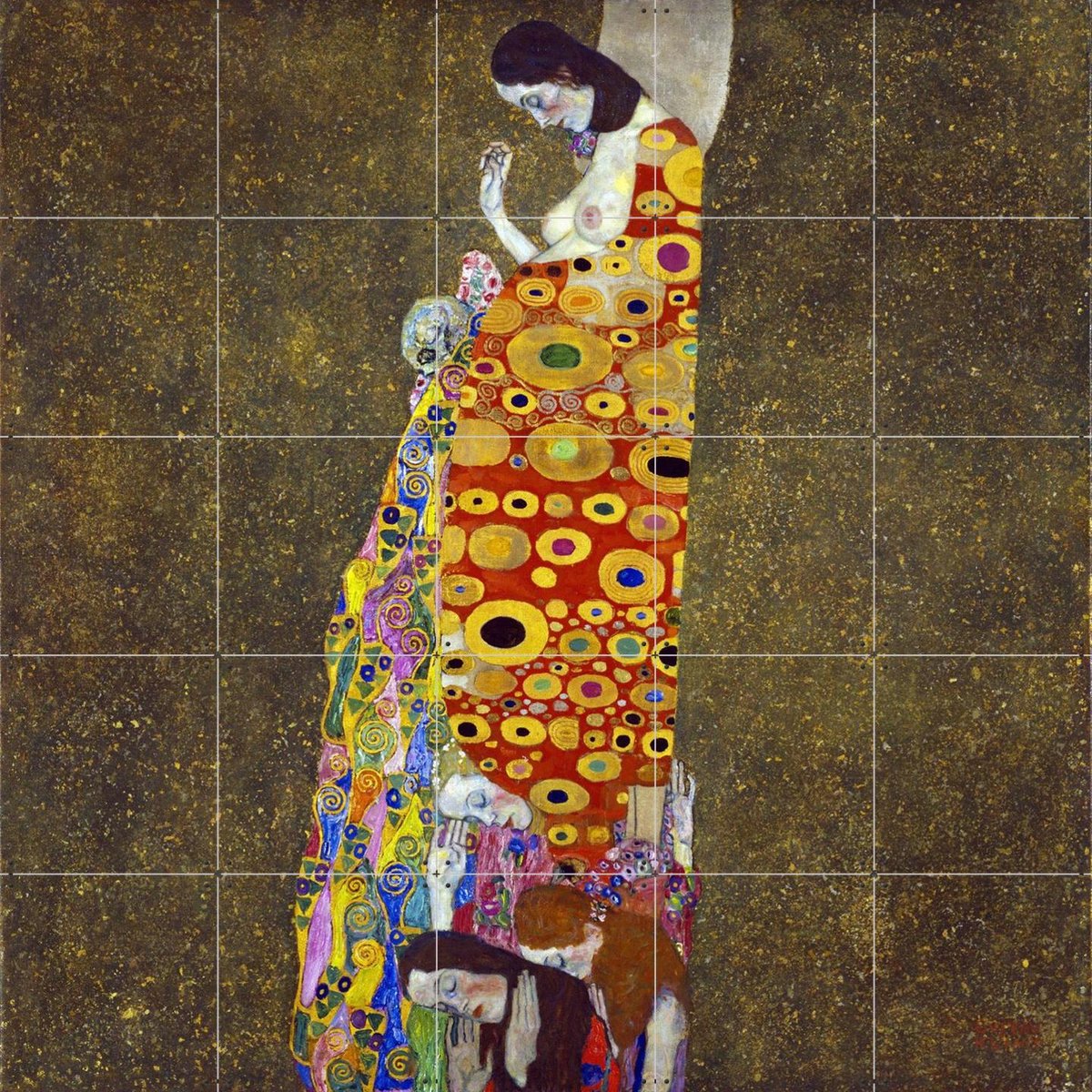 IXXI Espoir II 1907, Gustav Klimt & Bridgeman Images - 100 x 100 cm - Gratis ophangtool - Grote wanddecoratie en posters - Olieverf, Art Nouveau