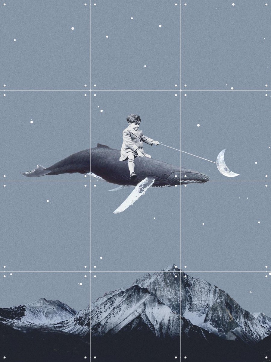 IXXI Aim for the Moon, Maarten Léon - 60 x 80 cm - Gratis ophangtool - Grote wanddecoratie en posters - Surrealisme, Illustraties, Collage, Mancave