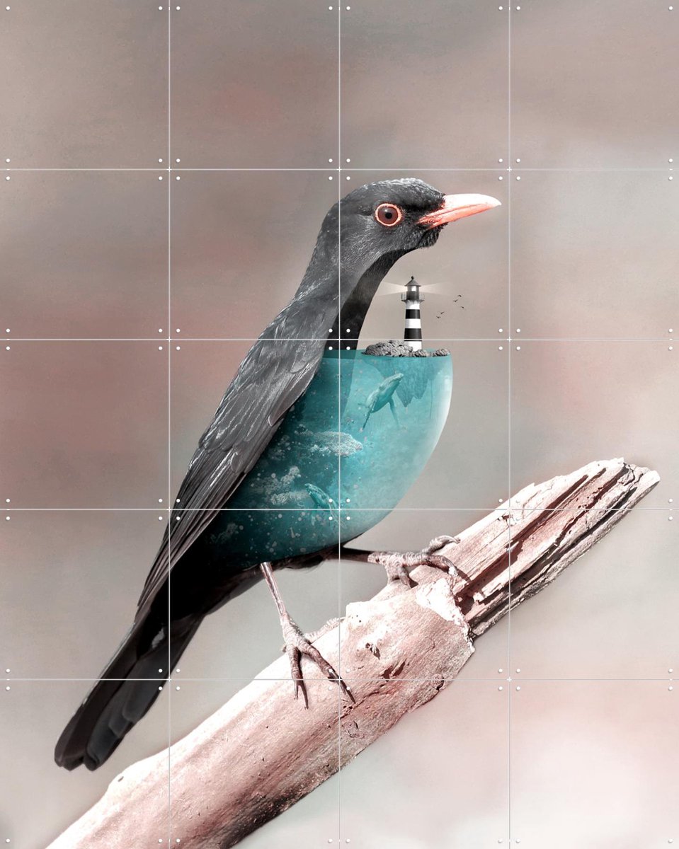 IXXI Aqua Birdo, Julien Tabet - 80 x 100 cm - Gratis ophangtool - Grote wanddecoratie en posters - Fotografie, Illustraties, Surrealisme, Digitale