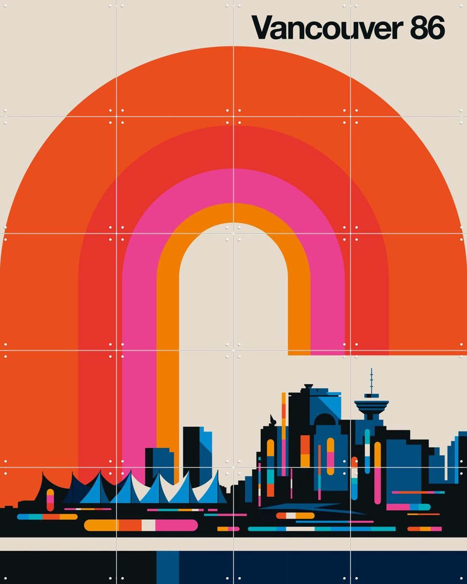IXXI Vancouver 86, Bo Lundberg - 80 x 100 cm - Gratis ophangtool - Grote wanddecoratie en posters - Geometrische Kunst, Kleurrijk, Pop art, Digitale