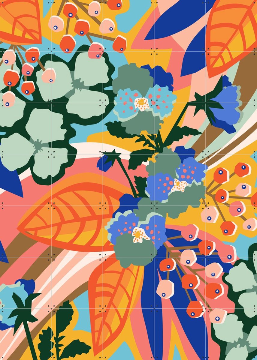 IXXI Pansies, Megan Gallagher - 100 x 140 cm - Gratis ophangtool - Grote wanddecoratie en posters - Speels, Digitale Kunst, Illustraties, Kleurrijk