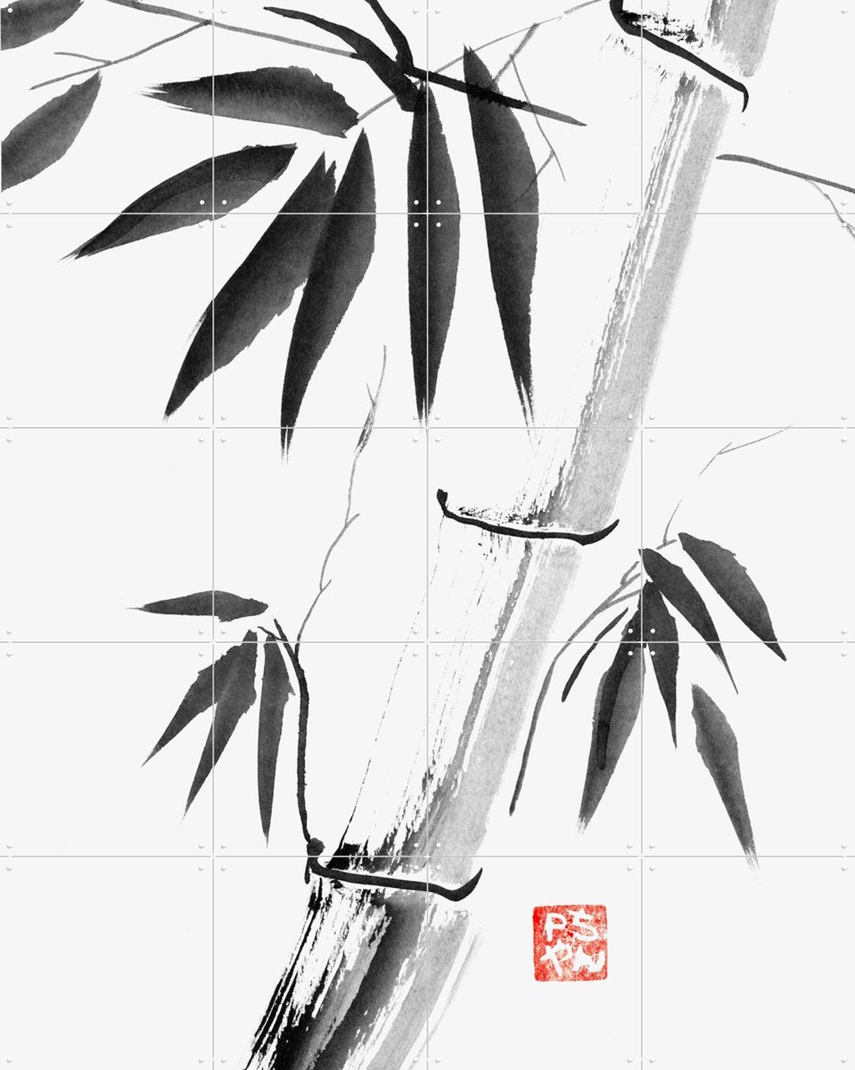 IXXI Bamboo Clear Petit, Péchane - 80 x 100 cm - Gratis ophangtool - Grote wanddecoratie en posters - Ukiyo-e, Illustraties, Woonkamer, Slaapkamer
