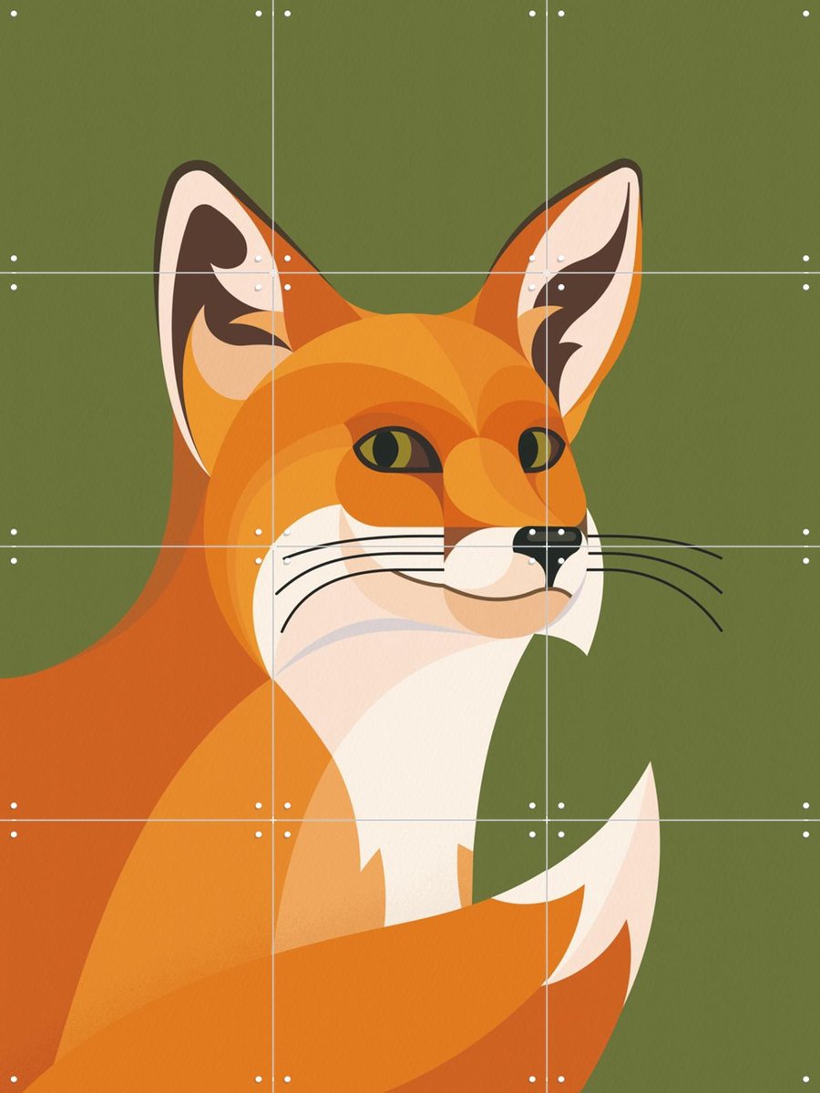 IXXI Vos, Elke Uijtewaal - 60 x 80 cm - Gratis ophangtool - Grote wanddecoratie en posters - Geometrische Kunst, Illustraties, Digitale Kunst