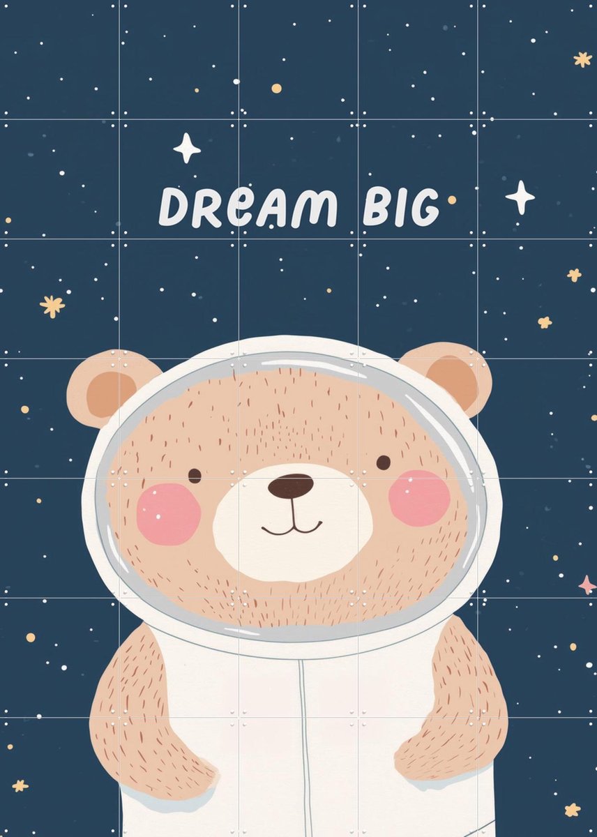 IXXI Dream Big Astronaut, Treechild & Various - 100 x 140 cm - Gratis ophangtool - Grote wanddecoratie en posters - Illustraties, Cartoonesk, Speels