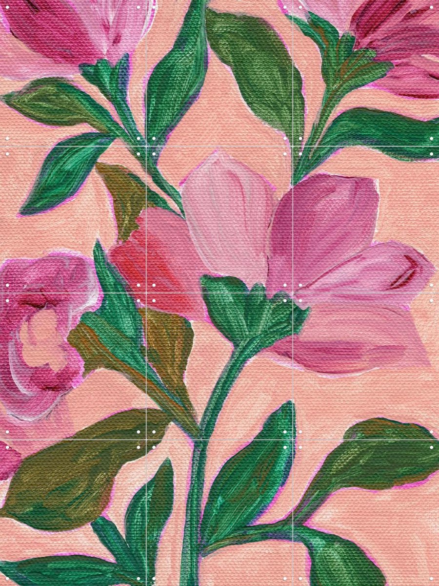 IXXI Pink Blossoms, Nikita Jariwala & Various - 60 x 80 cm - Gratis ophangtool - Grote wanddecoratie en posters - Impressionisme, Olieverf