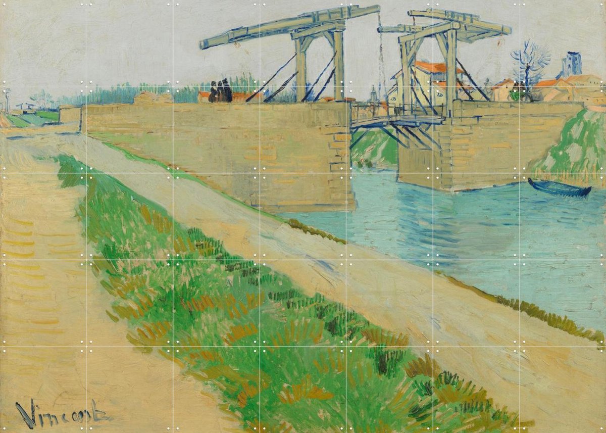 IXXI De brug van Langlois (1888), Vincent van Gogh (1853 - 1890) & Van Gogh Museum - 140 x 100 cm - Gratis ophangtool - Grote wanddecoratie en posters