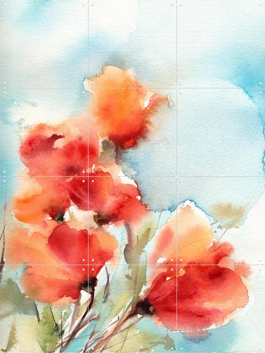 IXXI Poppies, Canot Stop Painting - 60 x 80 cm - Gratis ophangtool - Grote wanddecoratie en posters - Impressionisme, Aquarel, Kleurrijk, Eetkamer