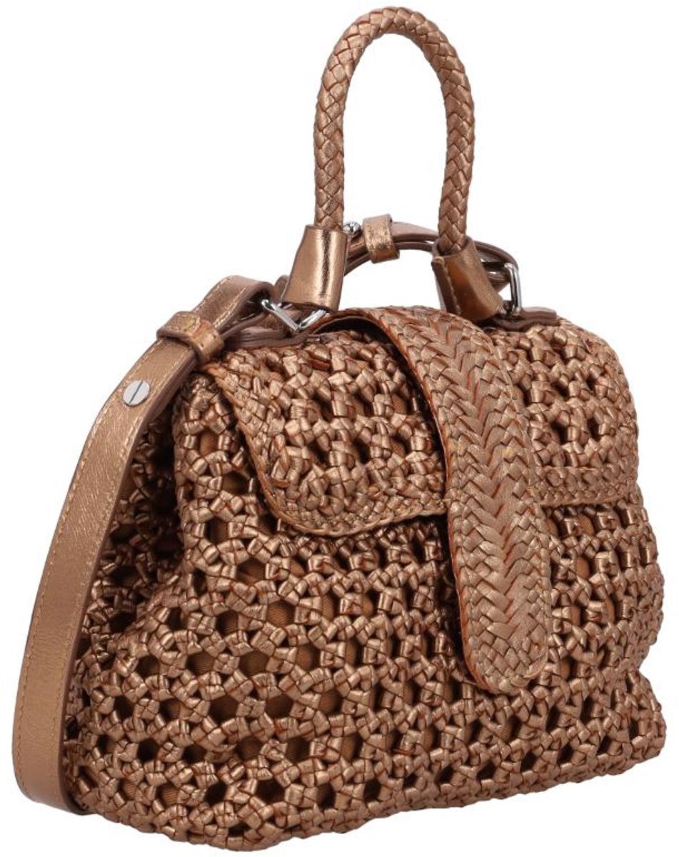 Allan K Kirsten Mini Hexa Medium Handtas Dames - Leer - Brons