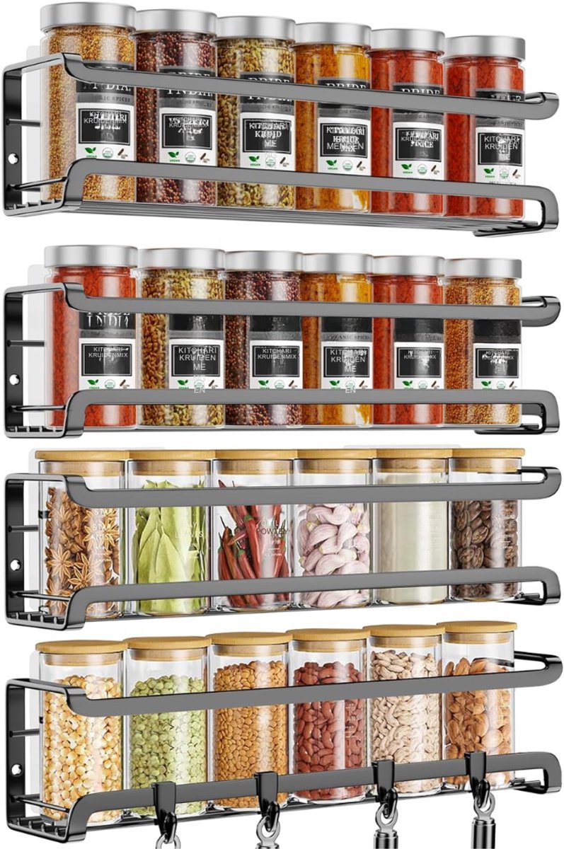 Aura® Kruidenrek ophangbaar - Kruidenrek - Zwart - 7cm x 29cm x 7cm