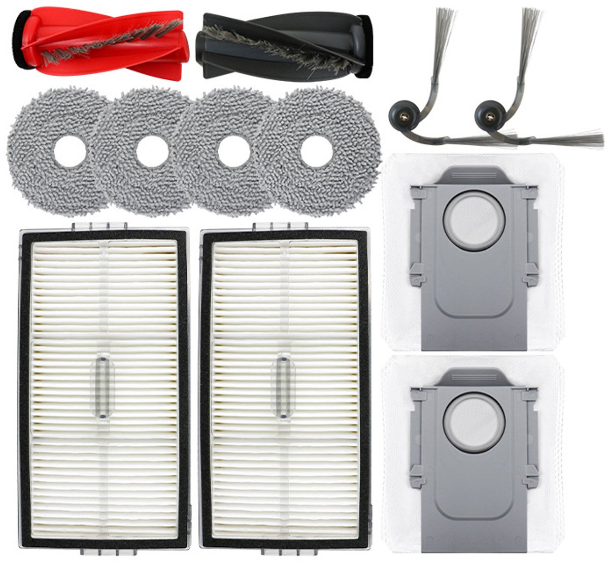 Accessoires geschikt voor Roborock P20 Ultra, G30U/G20S Ultra/Saros 10R, reserveonderdelenset, Rolborstels1 paar, zijborstels2, filters2, reinigingsdoeken4, stofzakken*2