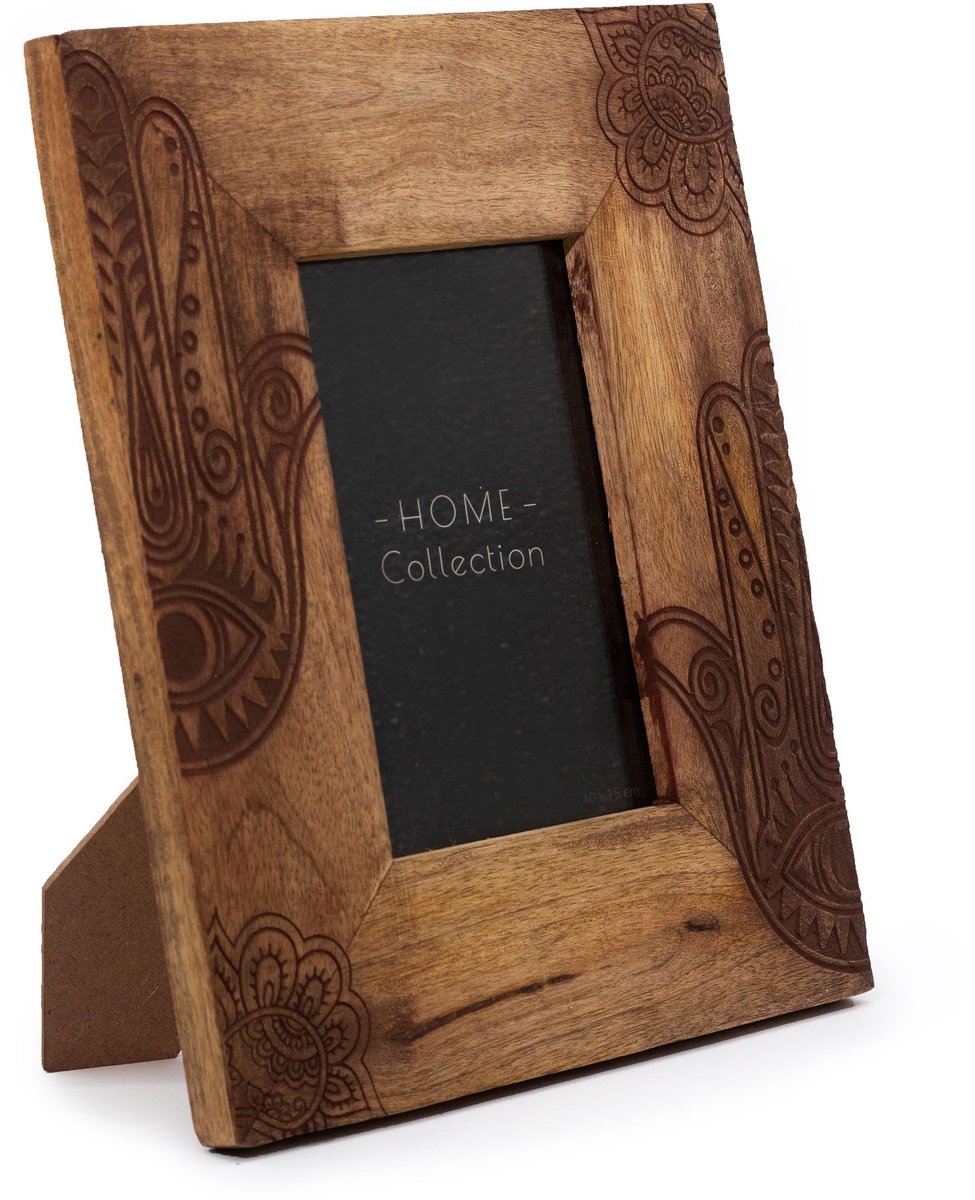 Ancient Wisdom Fotolijst - Zwarte fotolijst van mango hout voor 10x15 cm - decoratie - interieur - kunstwerk - herinneringen - afbeelding - foto