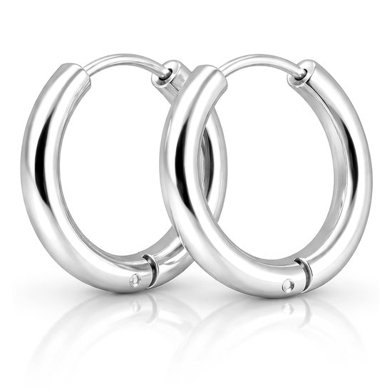 Boucles d'oreilles étroites en acier inoxydable Silver-16mm