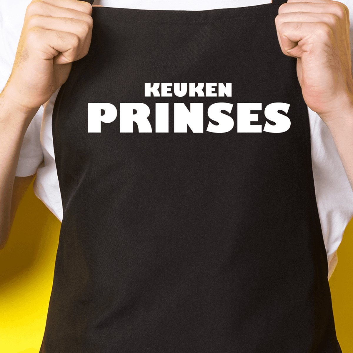 Zwart keukenschort / BBQ-schort met tekst | Keuken Prinses | Katoen - One size - Verstelbaar - Wasbaar - Cadeau voor hem - Vaderdag - Gratis verzending - Cadeau voor Kerst & sinterklaas | Incl. 2 jaar garantie