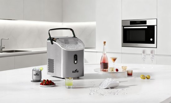 Bardi 1.1L - Nugget IJsblokjesmachine Rond - Crushed Ice Maker met IJsschep - 15kg/24 uur - Ijsblokjesmaker - Met Luxe Thermosbeker - RVS - Citruspers RVS van Merkloos — afbeelding 2