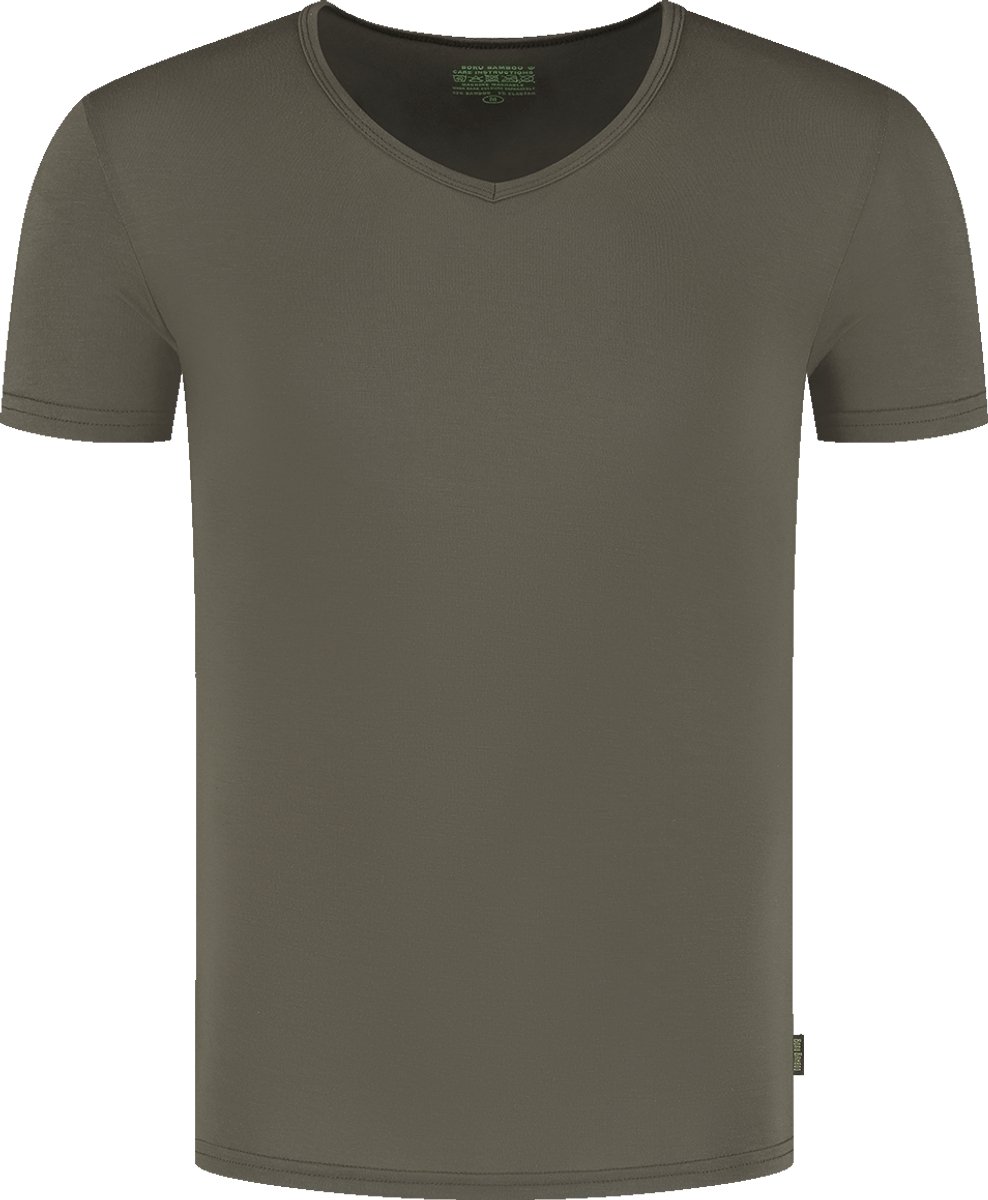 Boru Bamboo - T-shirt V-hals - Khaki - XXL - Bamboe T-shirt - Modern Fit - Ademend - Anti-Zweet - 2314