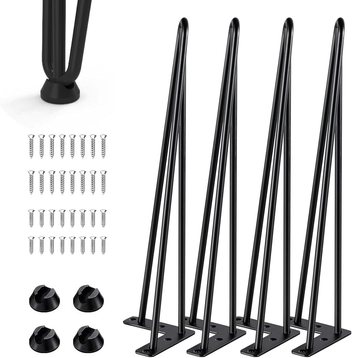 Set van 4 zwarte metalen tafelpoten 40 cm voor salontafel of bureau