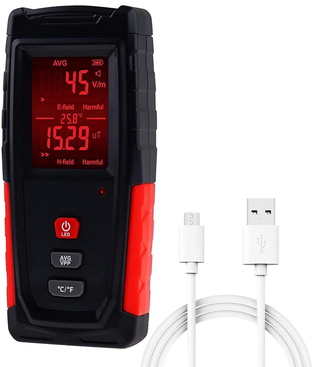 EMF Tester voor Elektrische en Magnetische Veldstraling met Temperatuurmeting en Kleurenscherm