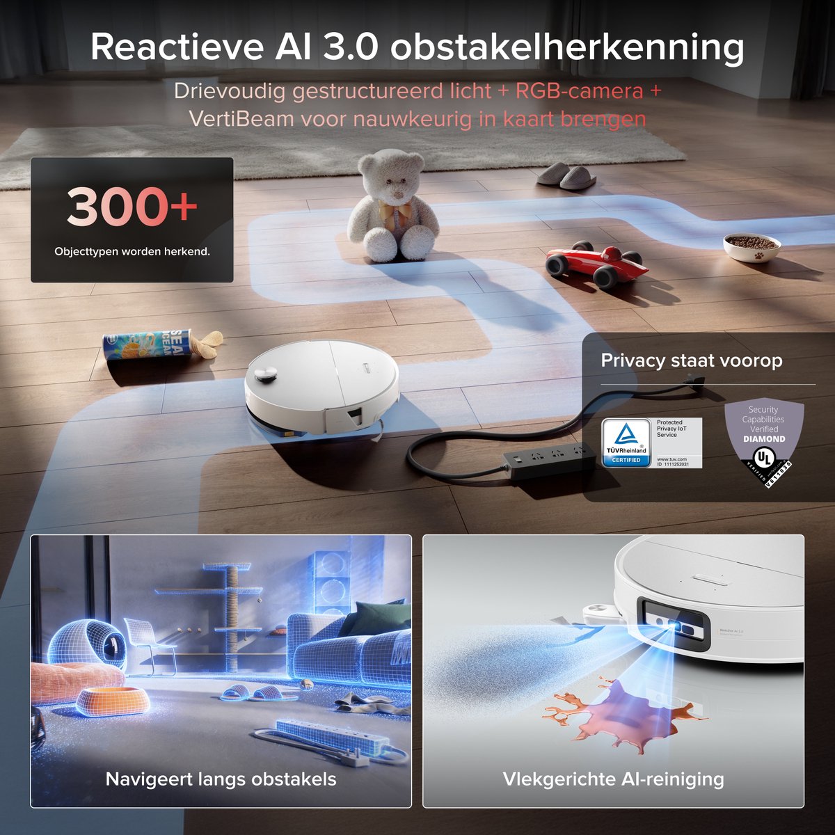 Roborock Saros 20 Sonic–Robotstofzuiger Met Dweilfunctie-VibraRise 5.0 dweilsysteem 4000 Trillingen/min-Digitale motor 36000 Pa&dubbel antiklitsysteem-AdaptiLift Chassis 3.0-Reactieve AI 3.0 obstakelherkenning-Pakt moeiteloos dikke tapijten aan,Wit — afbeelding 5