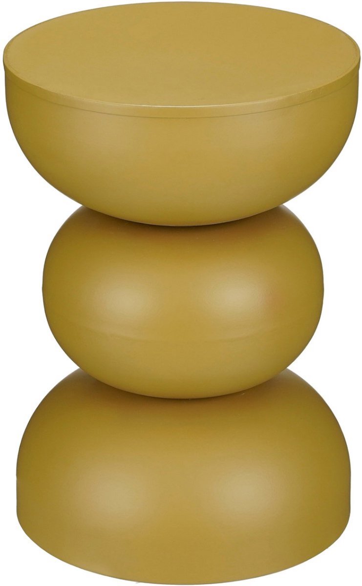 Mica Decorations Luna Salontafel - Nachtkastje voor Slaapkamer - Bijzettafel H46 x Ø32 cm voor Woonkamer - Rond Tafeltje voor Vaas of Planten - Gemaakt van IJzer - Kleur Oker Geel
